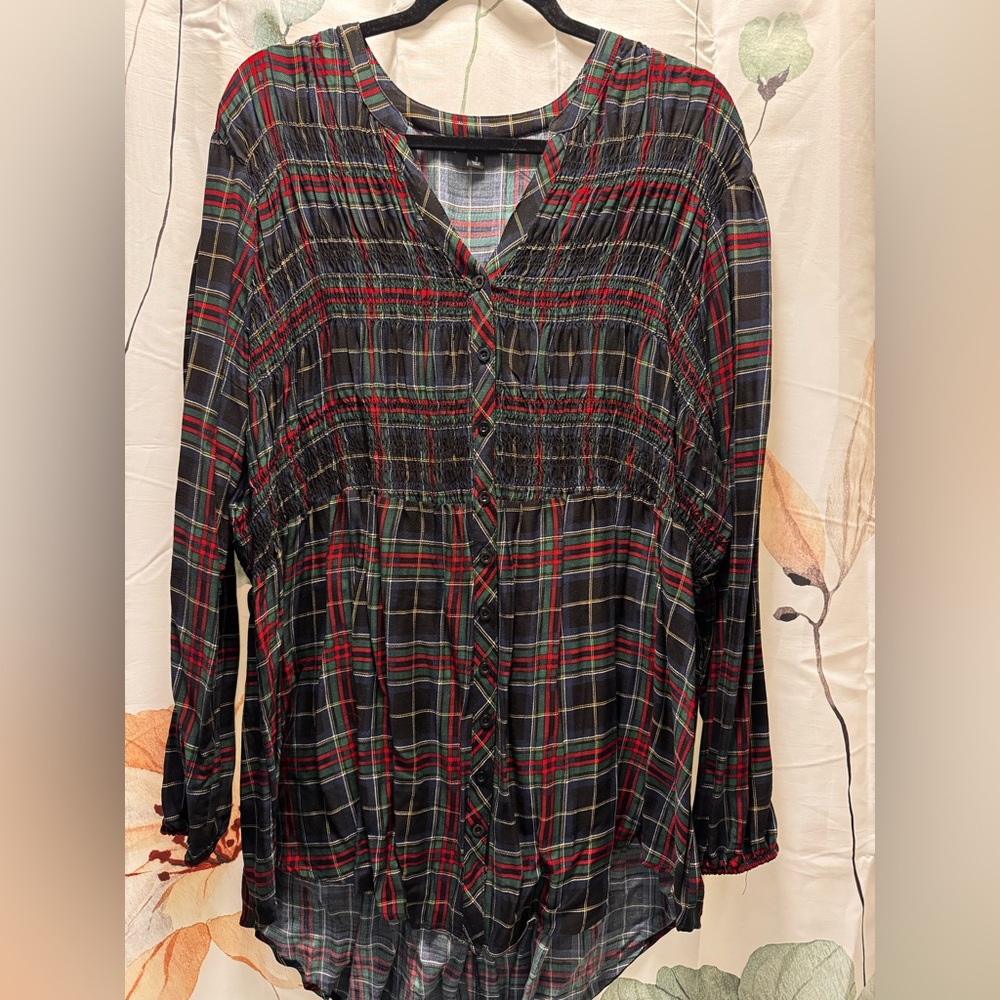 Plaid Button-Up Women's Top